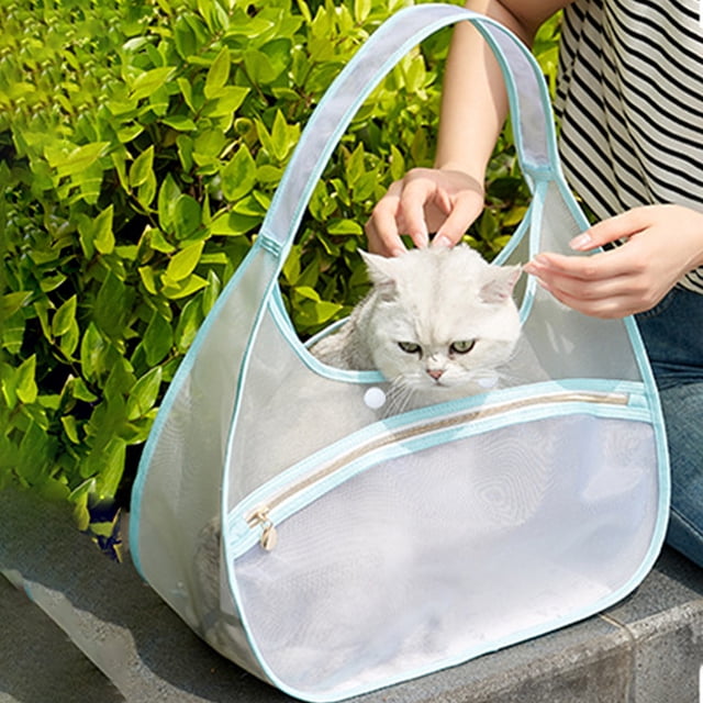 RKSTN Sac pour Chat en Maille de Nylon Transparent Sac pour Chats en Maille de Nylon Sac pour Animal de Compagnie Portable Sac pour Chats Pliable à Main