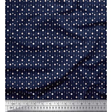 Soimoi Blue Rayon Fabric Line & Circle Geometric Decor Fabric Printed Yard 56 Inch Wide