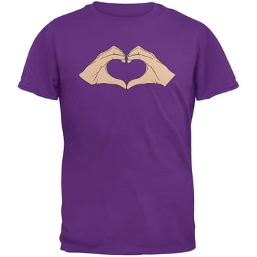 T-Shirt Adulte Violet avec Mains en Cœur