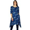 thumbnail image 1 of Bimba Womens Asymmetrical Kurta Regular Fit Cotton Kurti Tunic With Pockets - Blue, 1 of 9