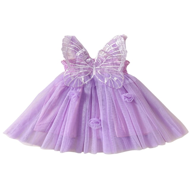 Robe de Fête pour Tout-Petites Filles Papillon Sans Manches Ligne A Robes de Princesse