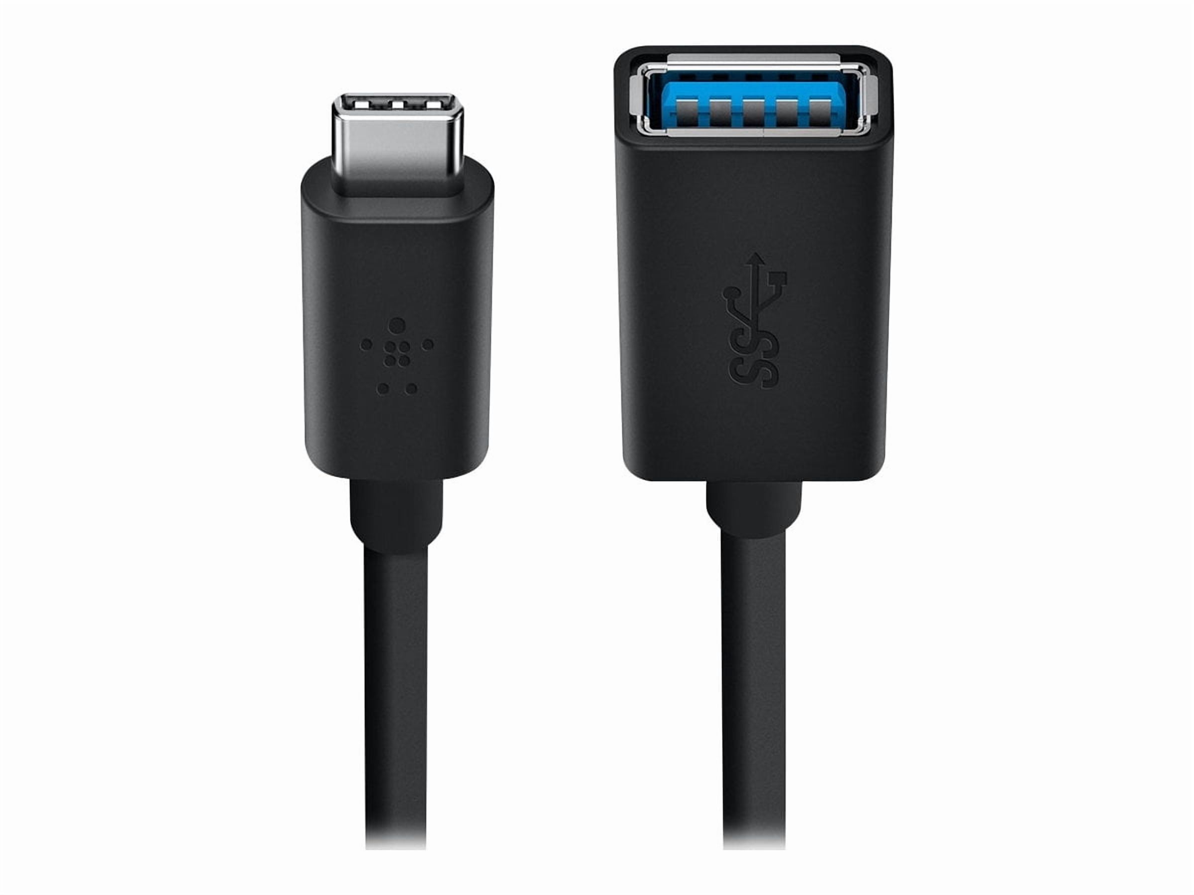 Adaptateur Belkin USB-C vers USB-A 3.0 certifié USB-IF – Compatible avec MacBook, Chromebook Pixel et appareils USB-C – Noir
