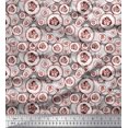 thumbnail image 1 of Soimoi Red Crepe Silk Fabric Cucumber Vegetable Print Sewing Fabric Yard 42 Inch Wide, 1 of 2