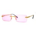 thumbnail image 1 of Art Nouveau Luxury 90s Rimless OG Narrow Rectangle Sunglasses Gold Solid Pink, 1 of 4