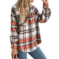 thumbnail image 3 of Women's Oversized Plaid Button Down Shirt Shacket Jacket Long Sleeve Casual Fall Outwear with Pockets, 3 of 6