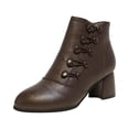 thumbnail image 2 of Cameland Embossed Double Breasted Women's Pointed Side Zipper Mid Heel Bare Boots, 2 of 3