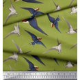 thumbnail image 2 of Soimoi Green Poly Georgette Fabric Flying Woodpecker Bird Printed Fabric 1 Yard 52 Inch Wide, 2 of 3