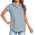 thumbnail image 1 of Hauts pour Femmes Décontractés Été Manches Courtes Légers Couleur Unie Tendance T-Shirts Courts Dames Col Rond Blouses (Petit, Bleu Pâle), 1 of 7