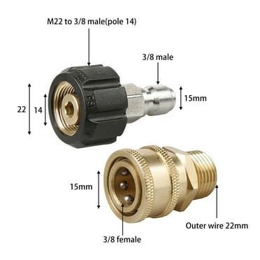 Lefu M22 Quick Release Connector to 1/4 Adapter Pressure Washer Coupling 14mm Fitting