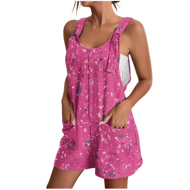 Penkiiy Combinaison Sans Manches à Imprimé Drapeau des États-Unis pour Femme, Rose, Taille g