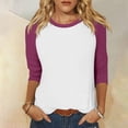 thumbnail image 2 of TSADFHJI Chemise à Manches Longues pour Femmes 3 Pack Noir Haut à Manches 3/4 Été Décontracté Polyvalent Raglan Col Rond Chemise Décontractée TG Violet, 2 of 5