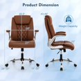 thumbnail image 3 of Costway Chaise de Bureau en Cuir PU à Hauteur Réglable Chaise de Direction avec Appuie-Tête Réglable Brun, 3 of 9