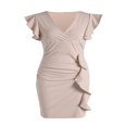 thumbnail image 4 of MesaSe Femmes d'Été Près du Cou Manches Robe V Swing Robe avec Poches Couleur Unie une Seule Pièce, 4 of 9