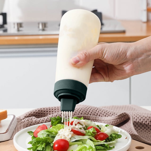 Flacon Presse-Condiments - Flacon Souple de 325 Ml pour Huiles et Sauces, Distributeur à Clapet en Plastique Alimentaire, Flacon, Vert, JKODE