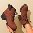 thumbnail image 3 of Platform Combat Boots for Women Trendy Leather Waterproof Non Slip Chunky High Heel Riding Ankle Booties, 3 of 6