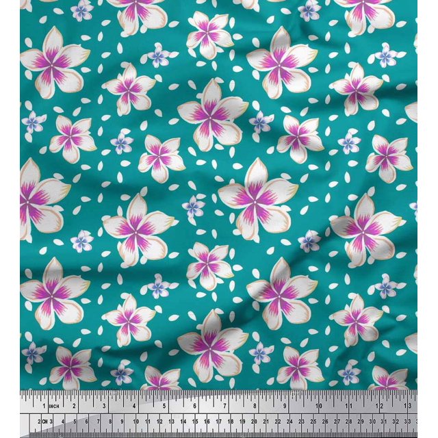 Soimoi Green Velvet Fabric Leaves & Flower Floral Decor Fabric Printed Yard 58 Inch Wide