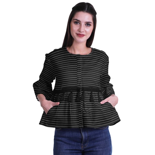 Moomaya T-Shirt à Col Rond pour Femmes à Manches Évasées, Haut Court en Coton Imprimé, Haut Décontracté