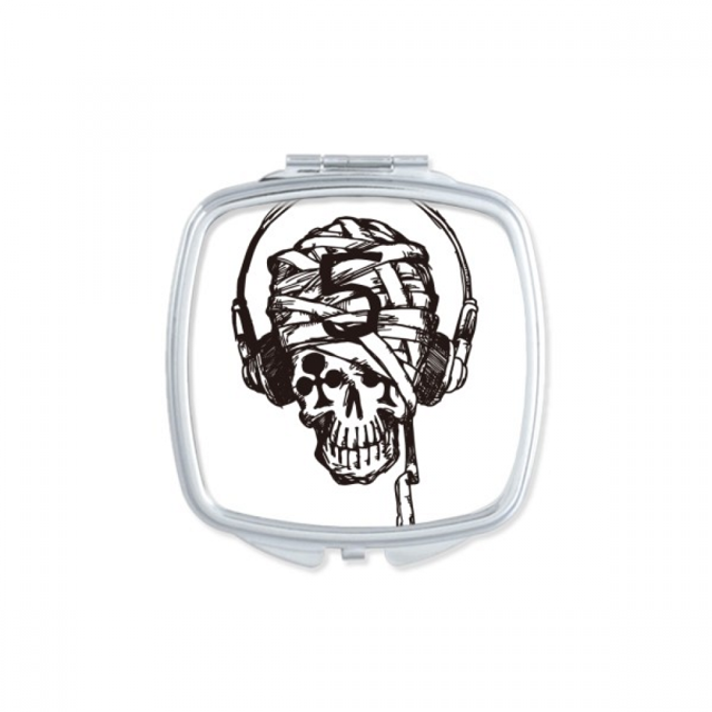 Headset l Music Pattern Illustrate Square Mirror Portable Compact Pocket Makeup Double Sided Glass