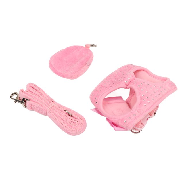 Cat Harness Leash, Comfortable Breathable Pet Harness Leash Set Rhinestone Decoration Pink For Cats For Pets Pink
