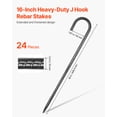 thumbnail image 2 of VEVOR 16-Inch 24 Pack Rebar Stakes Heavy Duty J Hook Galvanized Steel Ground Anchors, 2 of 9