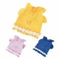 thumbnail image 3 of CBFFDC Pet Outfit White Flowers Decor Pet T shirt with Front Bowknot Ruffle Collar Spring Summer Puppy Tee Clothes, 3 of 7