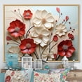 thumbnail image 1 of Designart art Mural Encadré avec Fleurs, art Mural Encadré avec Fleurs, Double Étreinte de Fleurs Cramoisies Rouges et Blanches, Très Grand art Mural Encadré Naturel, Cadre Couleur Brun Naturel 40x30 Pouces, 1 of 5