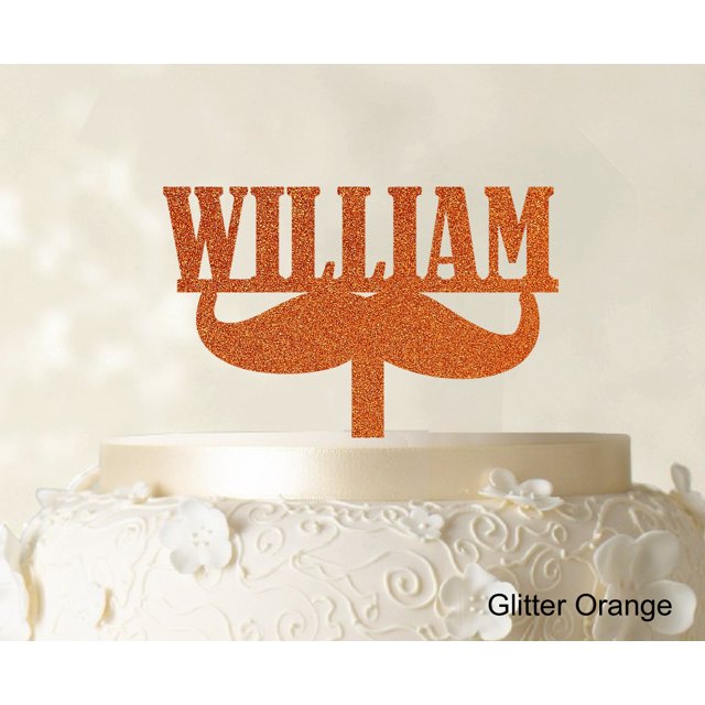 Custom Name Cake Topper Personalized Glitter Orange Cake Topper Color Option Available 5-7 Inches Wide