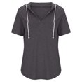 thumbnail image 3 of Timegard Womens Tops V Neck Short Sleeve Drawstring Hoodies Pullover Tee Comfy Summer Casual Tunic Tops, 3 of 5