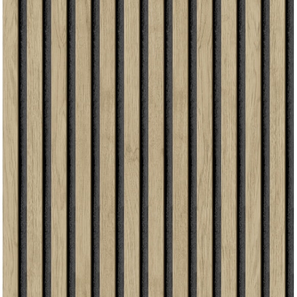 Roommates Studio Cream Oak Slat Peel and Stick Wallpaper 30.75 Sq. ft