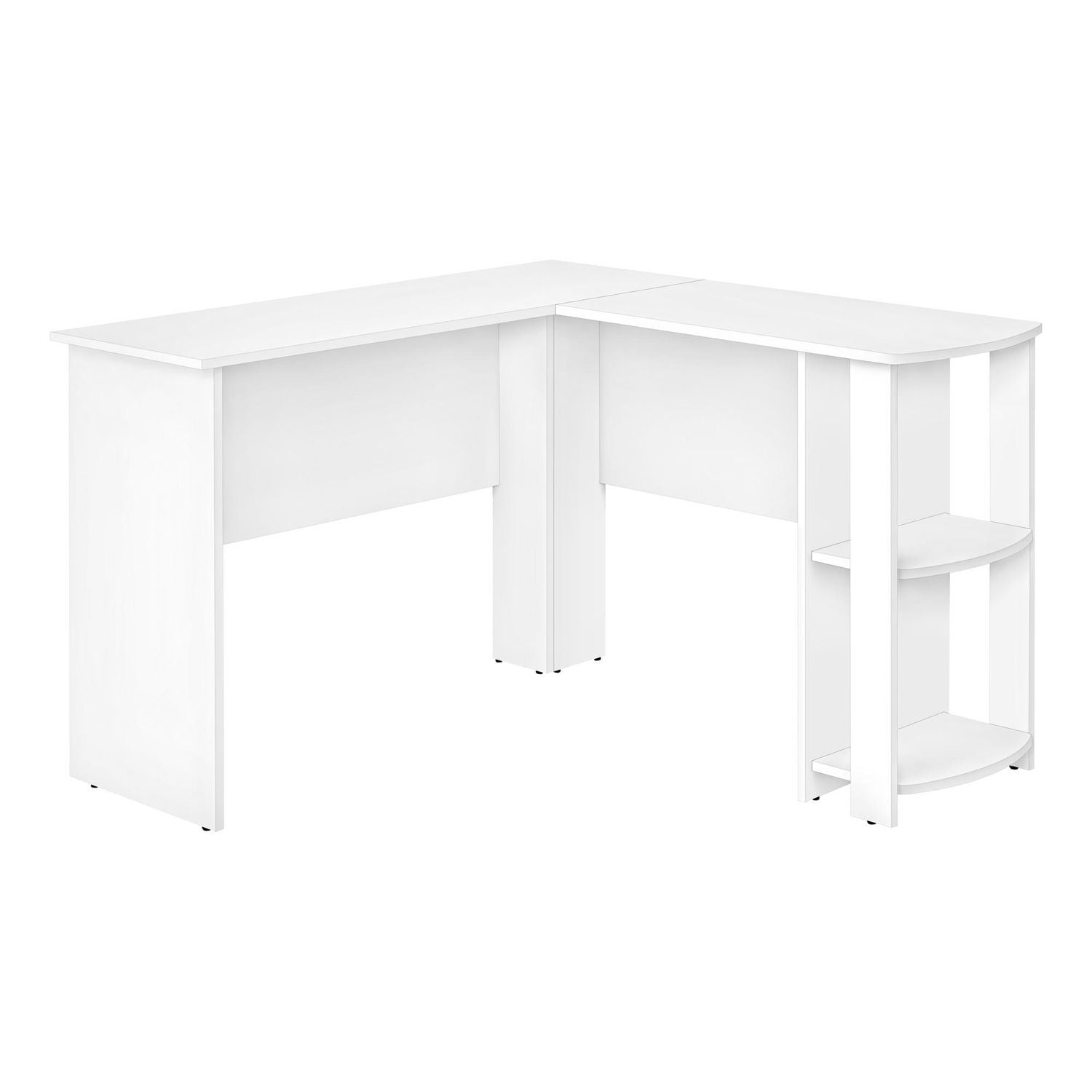 Monarch Specialties Computer Desk, Home Office, Corner, Storage Shelves, 48"l, L Shape, Work, Laptop, Laminate, White, Contemporary, Modern