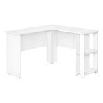 Monarch Specialties Bureau d'ordinateur, Bureau à la maison, Coin, Étagères de rangement, 48"l, L Forme, Travail, Ordinateur portable, Stratifié, Blanc, Contemporain, Moderne