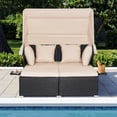 thumbnail image 4 of Gymax Patio Rattan Daybed Lounge Retractable Top Canopy Side Tables Cushions Beige, 4 of 10