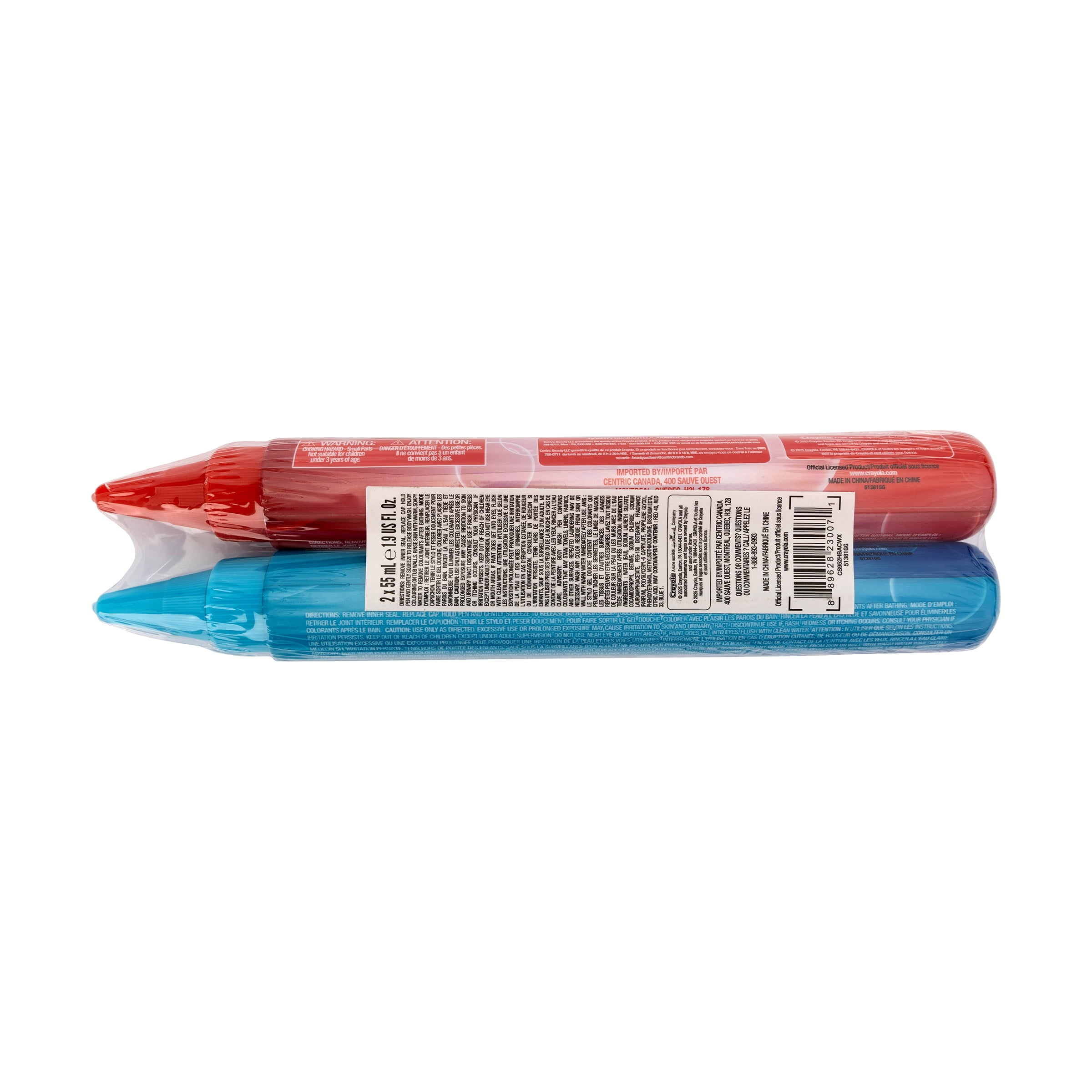 Stylos gel douche Crayola Bleu & Rouge