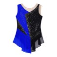 thumbnail image 3 of MSemis Kids Girls Shiny Diamond Color Block Mesh Splice Gymnastics Leotard Skating Jumpsuit Dance Royal Blue 12, 3 of 7