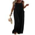 thumbnail image 1 of Wide Leg Overalls for Women Sleeveless Jumpsuits Suspender Overalls with Pockets, 1 of 5