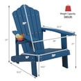 thumbnail image 2 of Gymax Chaise Adirondack d'Extérieur Résistante aux Intempéries à Lattes pour Patio avec Porte-Gobelet, Bleu Marine, 2 of 8
