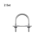 thumbnail image 3 of Unique Bargains Rond U-Bolts 2 Ensembles 53mm (2,09 ') Largeur Intérieure 78mm Longueur M8 304 Acier Inoxydable avec Rondelles d'Écrous et Plaques, 3 of 5