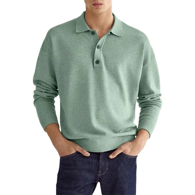 Innerwin Tee Lapel Neck Men T Shirts Work Solid Color Athletic Polo Shirt Green XL