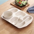 thumbnail image 1 of EARKITY Divided Plates, Reusable Unbreakable Wheat Straw Plates, 5 Compartment Lunch Trays, Rectangular Portion Control Plate With Spoon Chopsticks Bowl, Dishwasher Safe, 1 of 2
