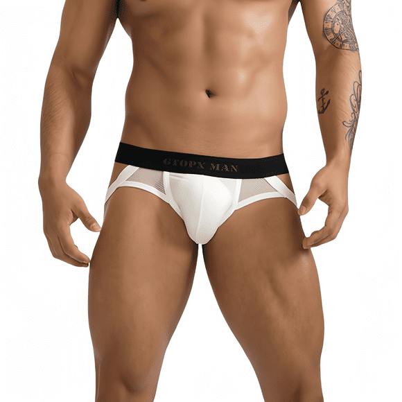 GTOPX MAN Men Underwear Breathable Jockstraps, Black and White, 2-Pack, Size M