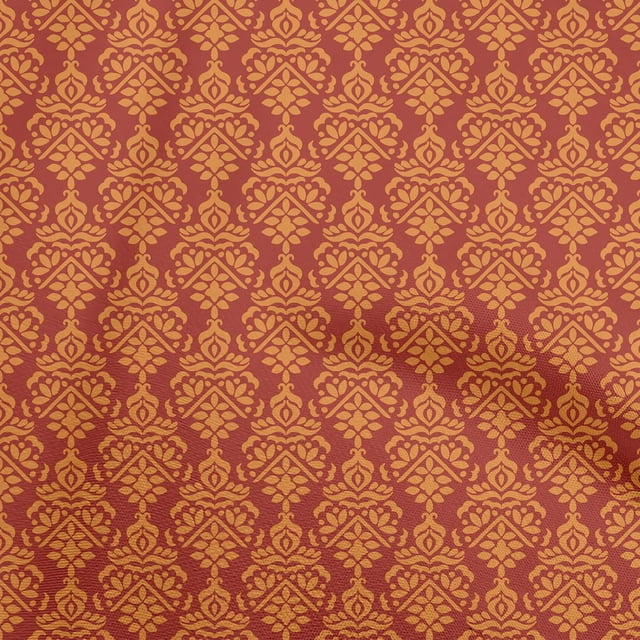 oneOone Silk Tabby Red Fabric Damask Sewing Material Print Fabric By The Yard 42 Inch Wide
