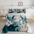 thumbnail image 2 of Erosebridal Ensembles de Couette Bleue Colibri Format Grand, Couettes et Duvets à Fleurs, Noir Réversible, 3 Pcs, 2 of 7
