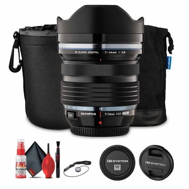 Olympus M.Zuiko Numérique ED 7-14mm f/2.8 Pro Objectif (V313020BU000) Ensemble Incluant : Pochette pour Objectif, Trousse de Nettoyage Complète, Protège-Capuchon, Capuchons avant et Arrière