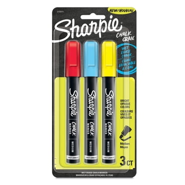 Marqueur à craie Sharpie, marqueurs effaçables à l’eau pour tableaux à craie, fenêtres, verre et autres, couleurs assorties, 3 unités