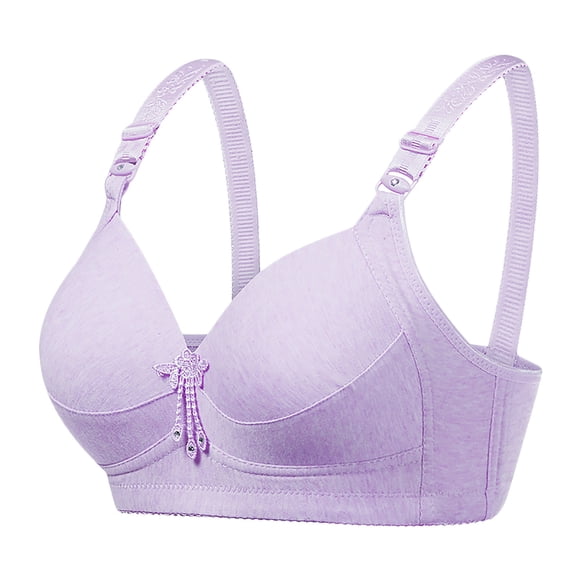 Mrat Clearance Sport Bras Clearance Women's Plus Size Bracasual Lace Front Button Shaping Cup Shoulder Strap Underwire Bra Plus Size Wire-Free High Neck Sports Bra 8 Purple S