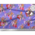 thumbnail image 3 of Soimoi Velvet Fabric Floral,Flamingo & Macaw Parrot Bird Print Fabric by Yard 58 Inch Wide, 3 of 3