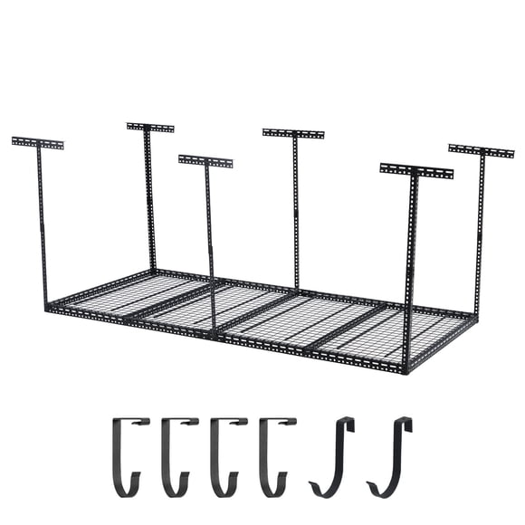 Heavy-Duty Overhead Garage Storage Rack – Steel Ceiling Mounted Organizer – 660lb Capacity – Adjustable Height (22-40 Inches) – Space-Saving for Garage, Attic, Basement