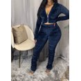 thumbnail image 1 of Honganda Slim Pleated Zipper Hooded Top and Pants Two-piece Suit, 1 of 6