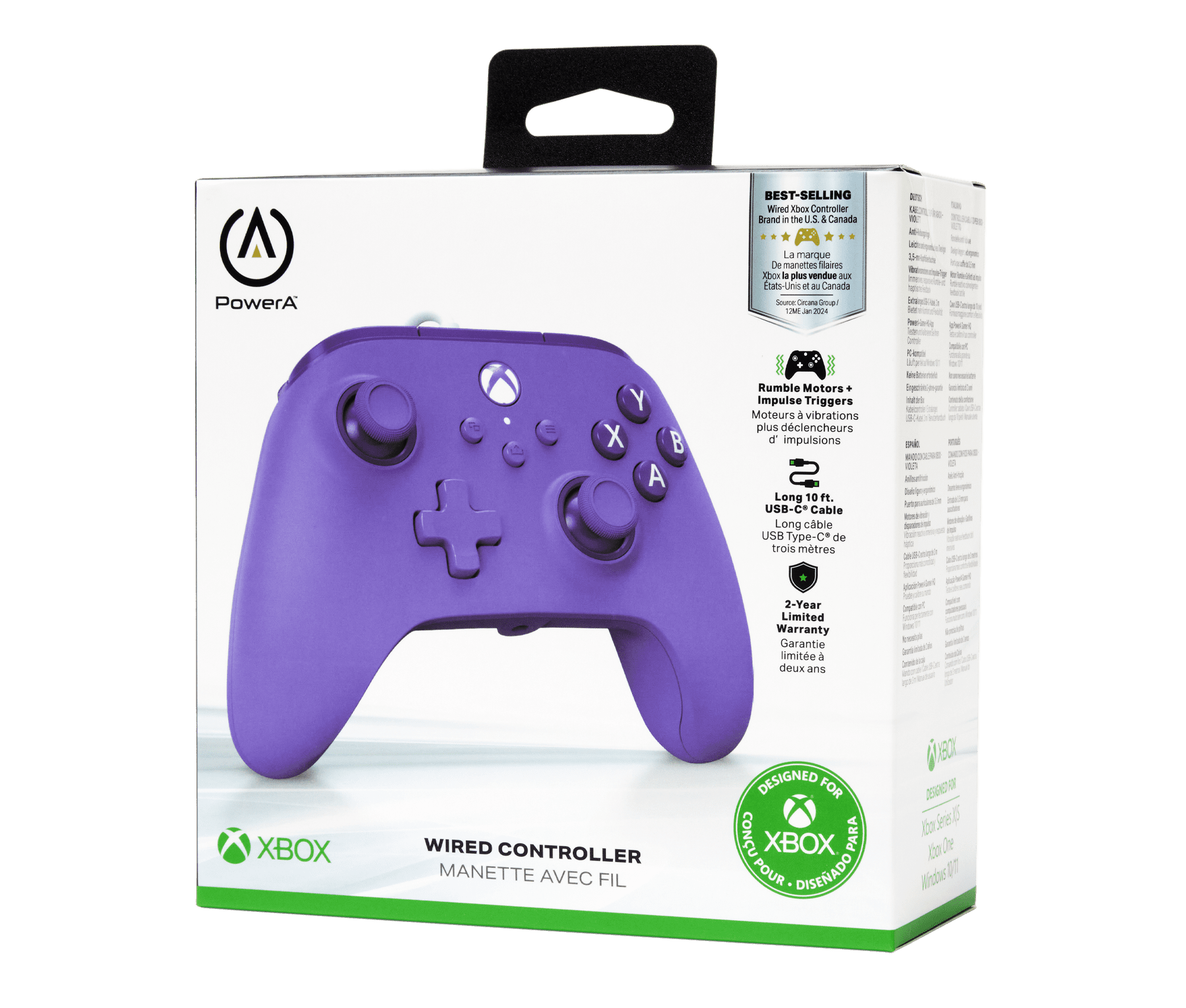Manette câblée PowerA pour Xbox Series X|S - Violetto