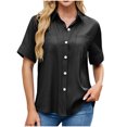 thumbnail image 2 of asjyhkr Womens Button down Shirts Short Sleeve Summer Causal Business Work Tops with Pockets Lightweight Comfy Soft Tees, 2 of 9